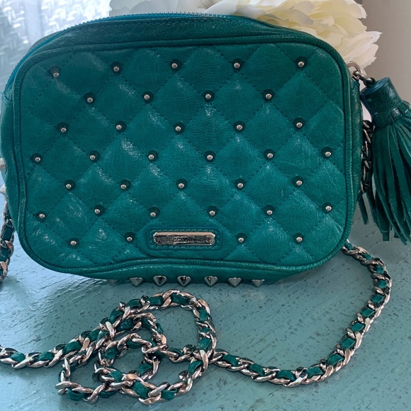 Rebecca Minkoff Spike Studded Peacock Mini Crossbody “Like New” - Picture 2 of 12